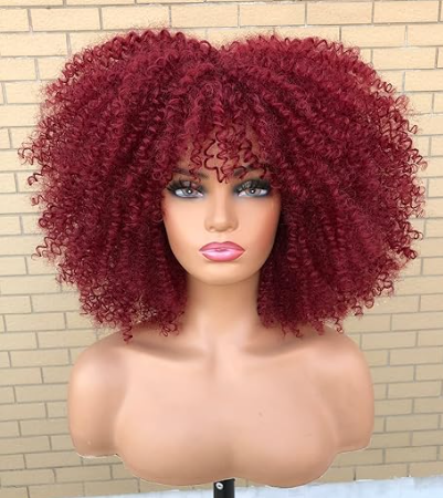 WINE RED KINKY BOB 14 INCH SYNTHETIC WIG
