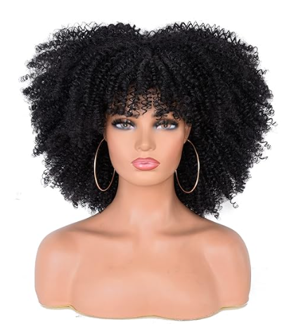 BLACK KINKY BOB 14 INCH SYNTHETIC WIG