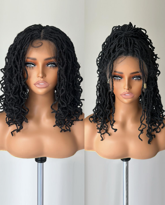 Custom black Faux Locs Braid 14 inch Wig
