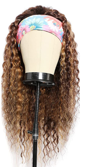 Headband Curly Ombre Blonde Human Wig