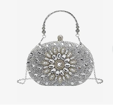 Silver Diamond Clutch Purse