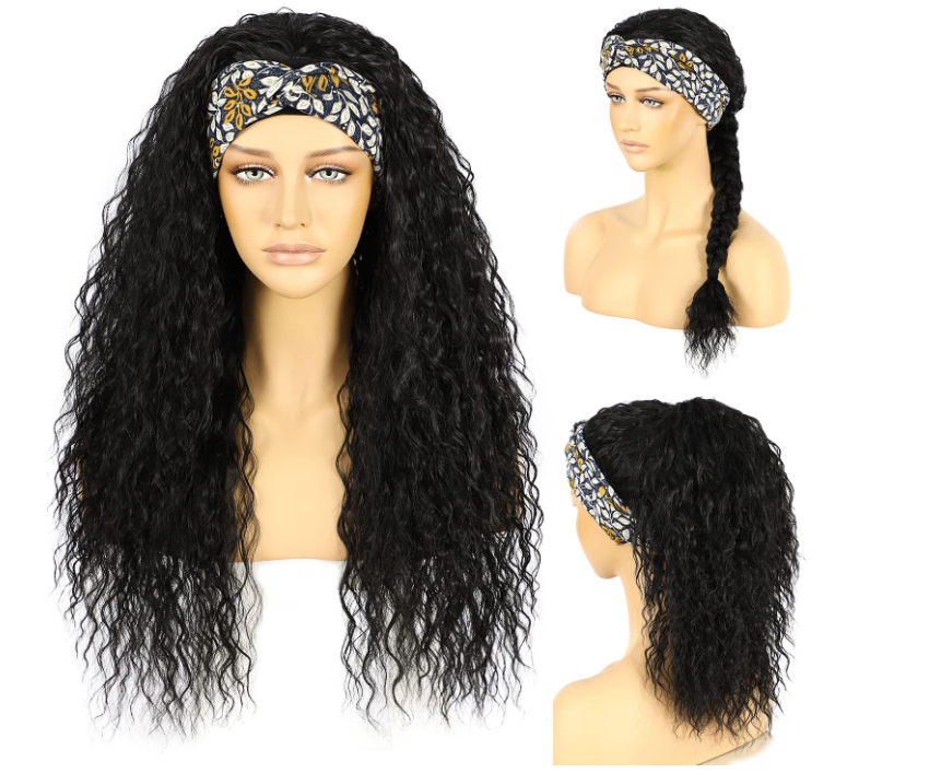 Headband Deep Wave Human Wig