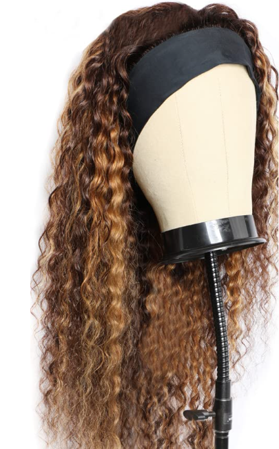 Headband Curly Ombre Blonde Human Wig