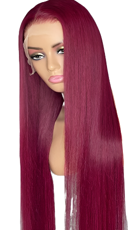 Silky Straight Burgundy 24 inch Human Wig