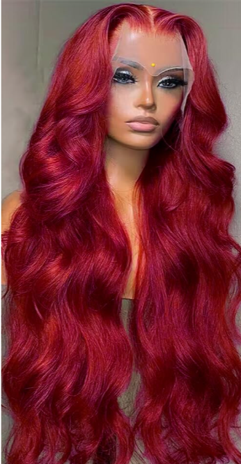 Burgundy body wave 28 inch human wig