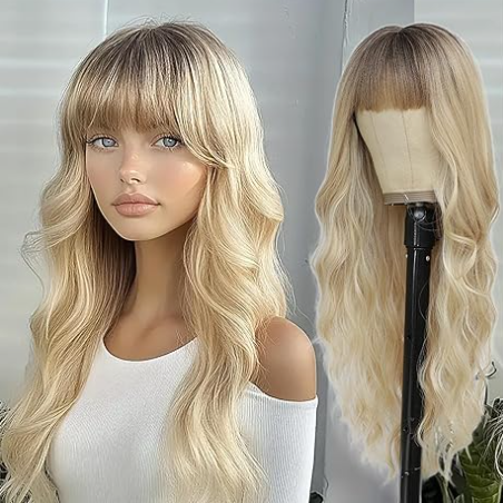 BLONDE OMBRE BANG 26 INCH SYNTHETIC  WIG