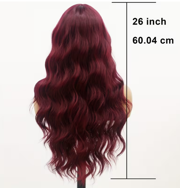 BURGUNDY BANG 26INCH SYNTHETIC WIG