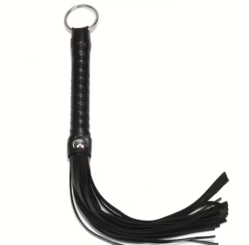 LEATHER WHIP WITH METAL RING