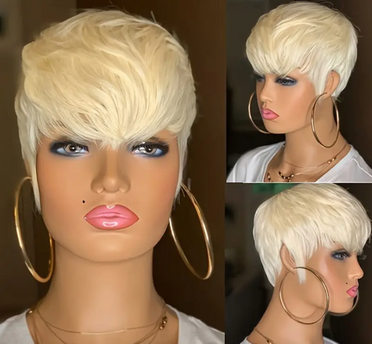 Blonde Pixie Human Wig