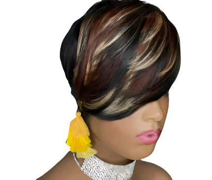 Multi Color Pixie Bob Human Wig