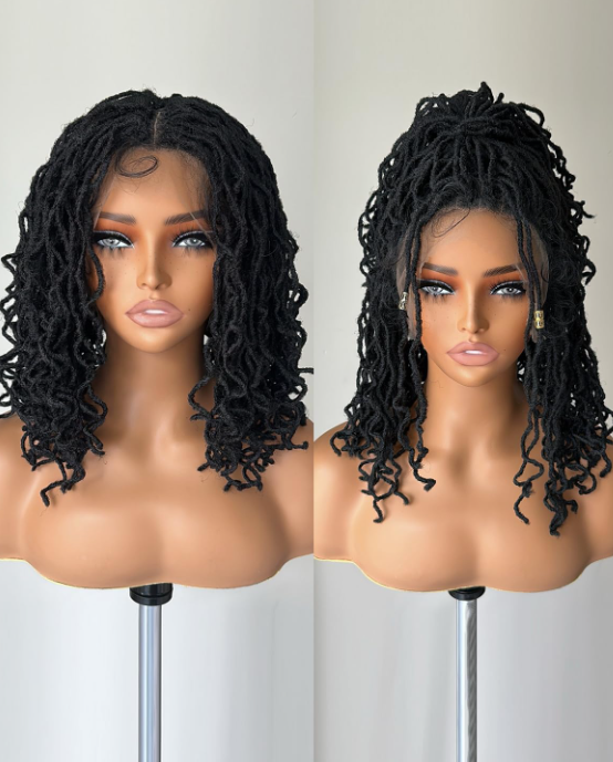 Custom black Faux Locs Braid  14 inch  Wig