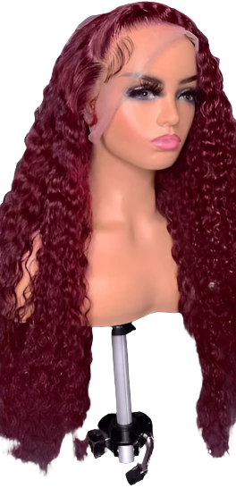 Burgundy wet and wavy 26 inch Brazilian human hair wig