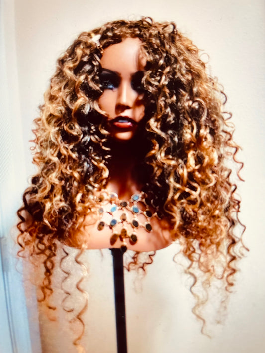 Ombre Brown Blonde Mix Crochet Wig