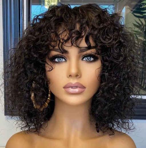 Curly Style bang 14-inch Human Wig