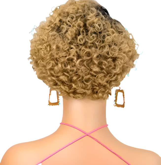 Blonde Ombre 8 inch Curly Pixie Human Wig